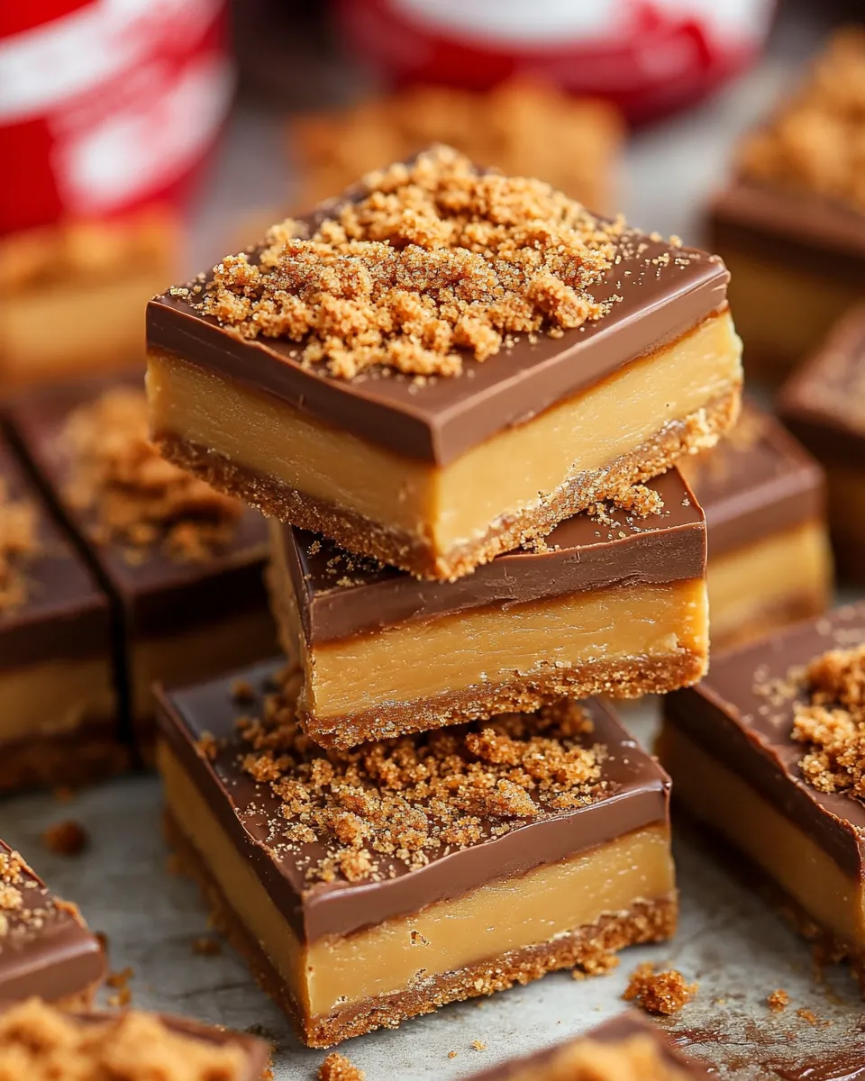 A tray of Biscoff Millionaires Traybake.