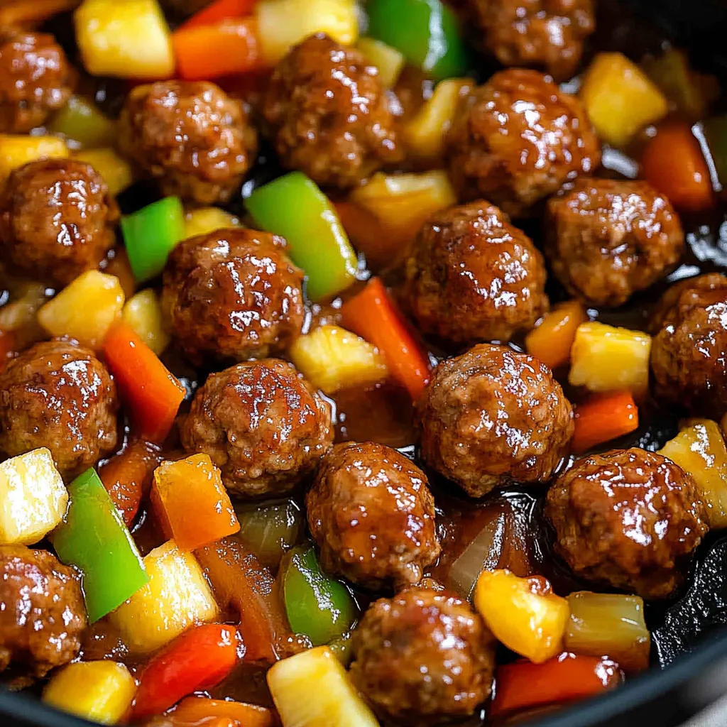 A bowl of meatballs in a sweet and sour sauce.
