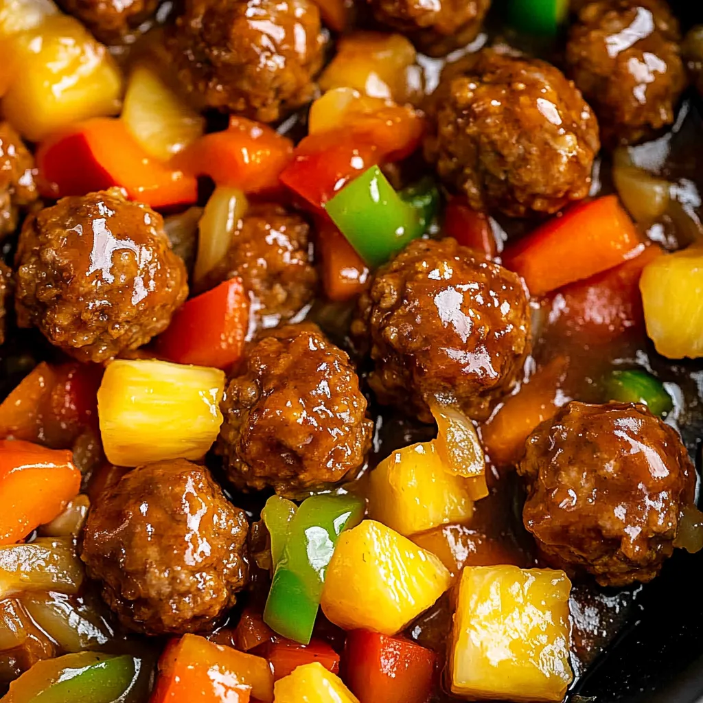 A bowl of meatballs in a sweet and sour sauce.