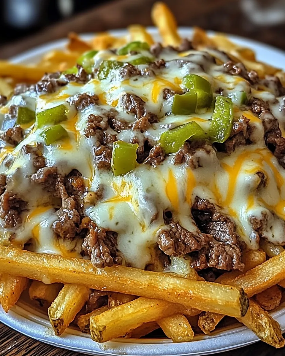 A plate of Philly Steak Cheese Fries.