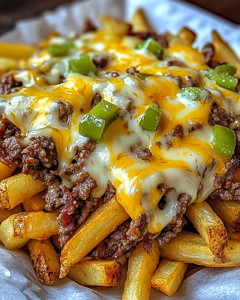 A plate of Philly Steak Cheese Fries.