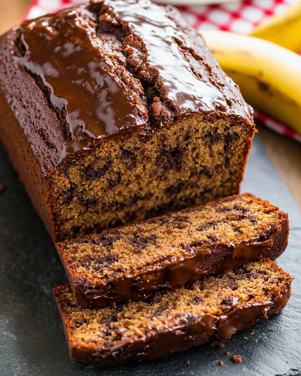 A slice of moist banana bread.