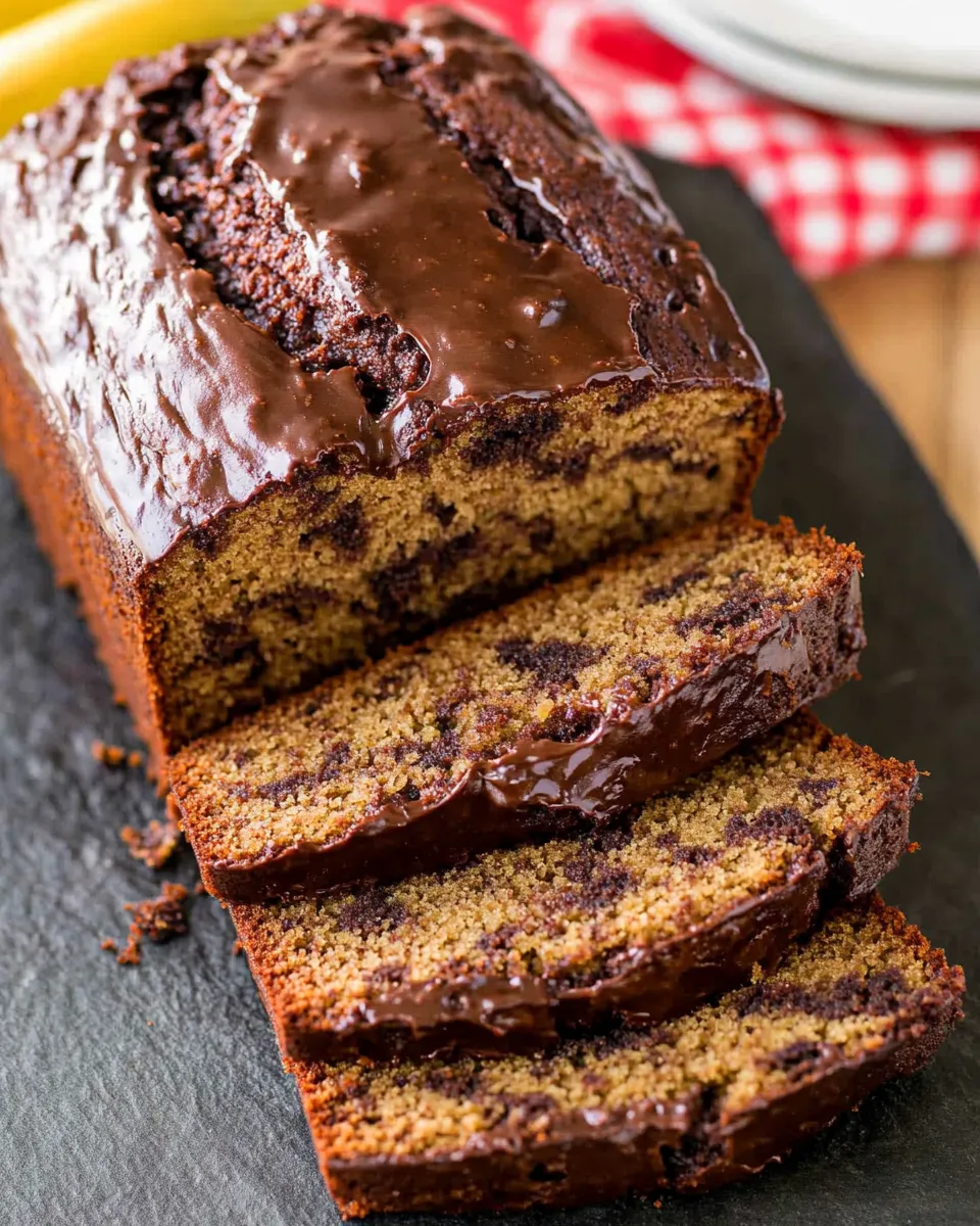 A slice of moist banana bread.