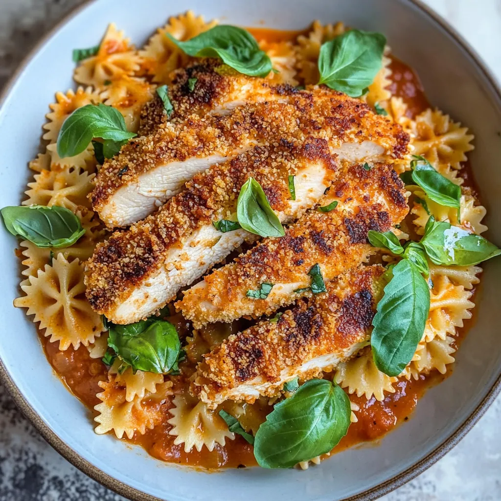 A plate of food with chicken and pasta.