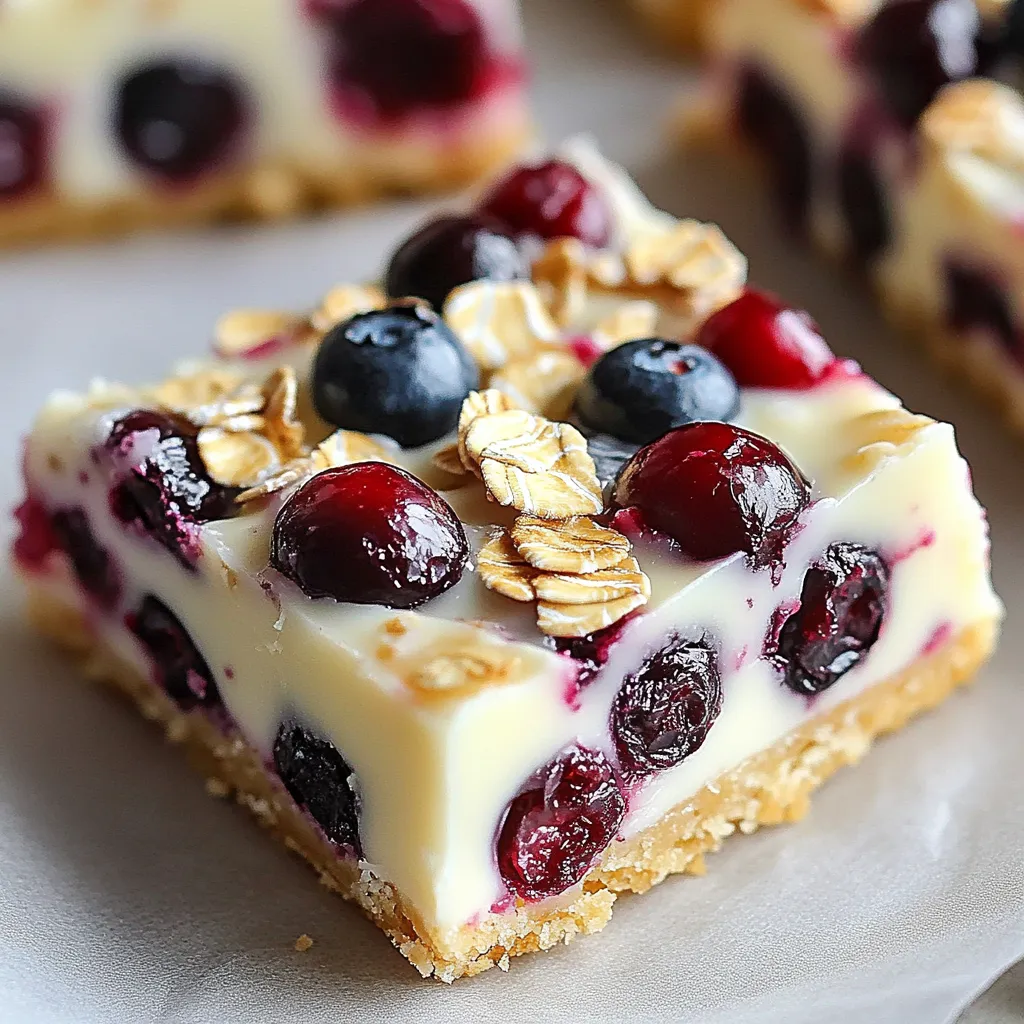 A close up of a cranberry bliss bar.