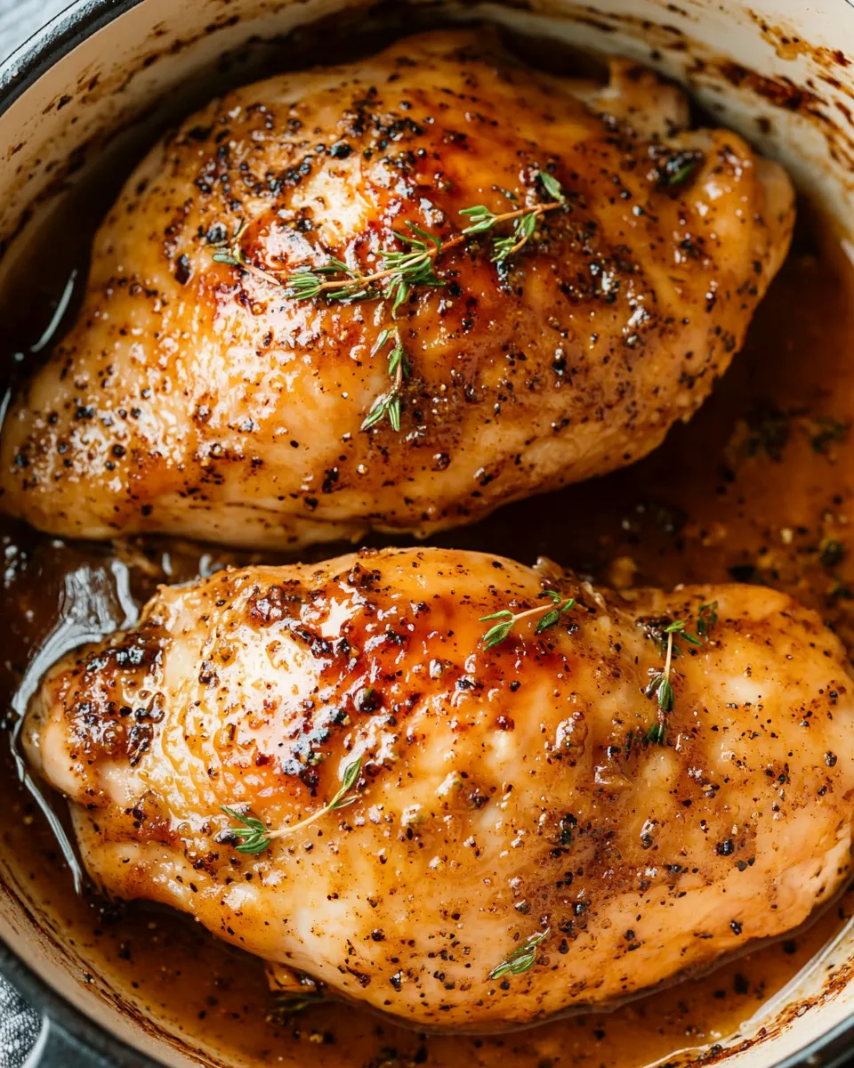 Brown sugar garlic chicken in a pot.
