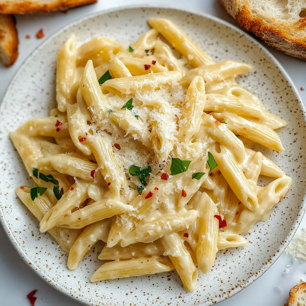 A plate of pasta with cheese and red peppers.
