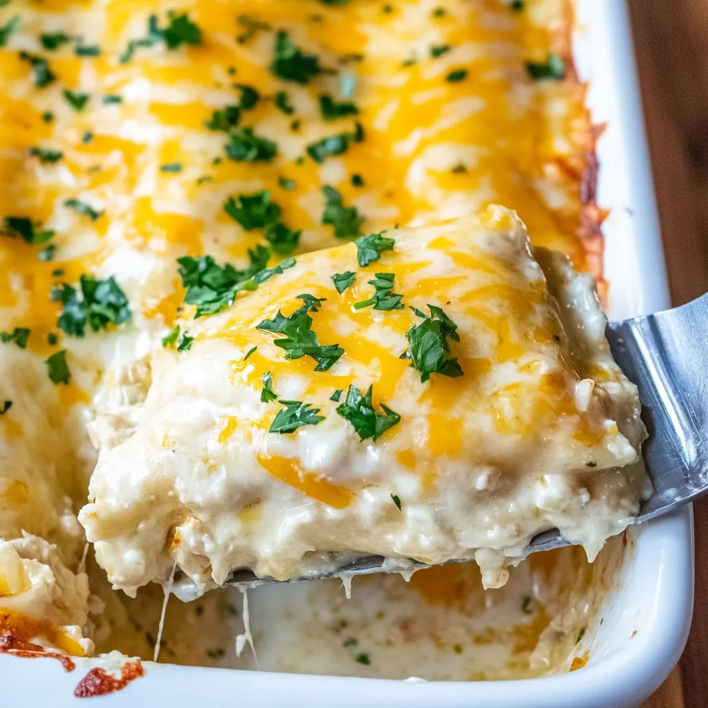 A slice of sour cream chicken enchiladas.