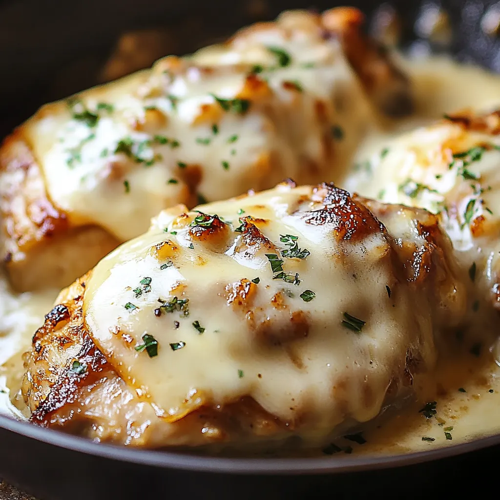 A plate of chicken covered in cheese.