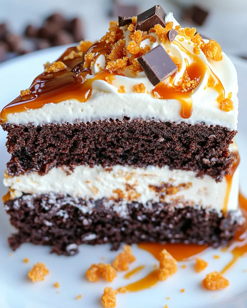 A slice of Butterfinger Bomb Cake.