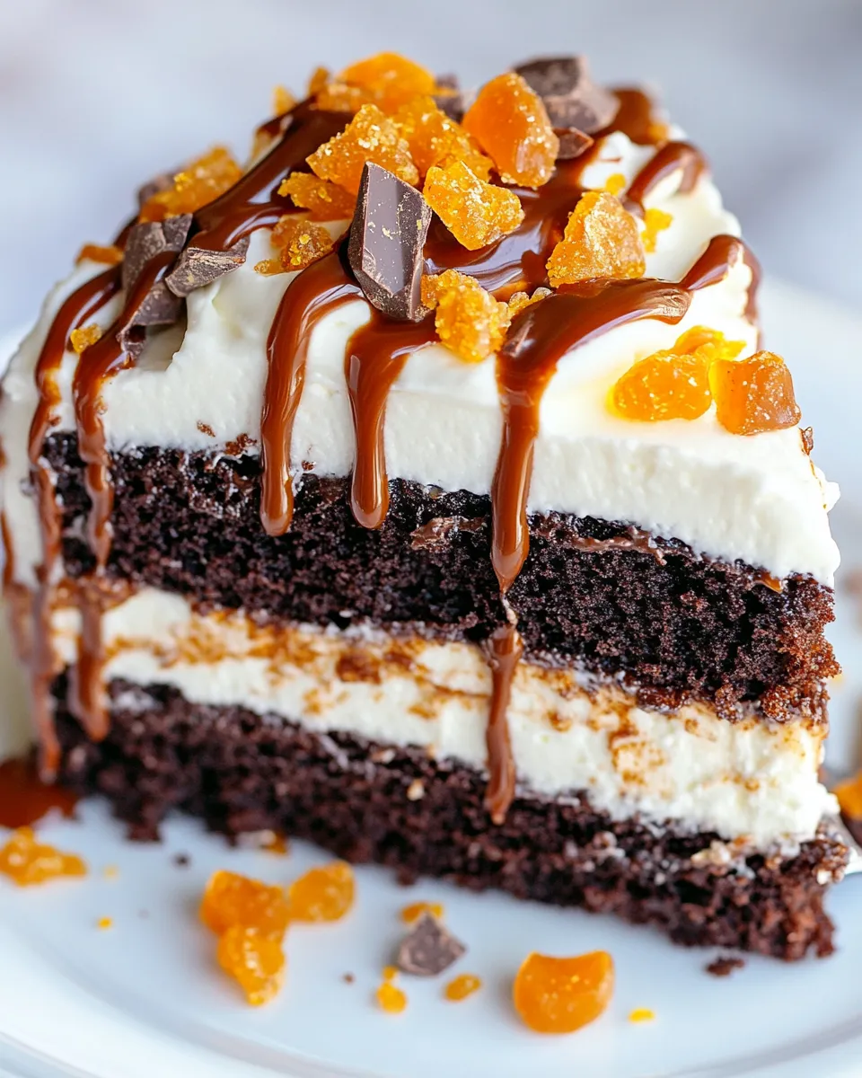 A slice of Butterfinger Bomb Cake.