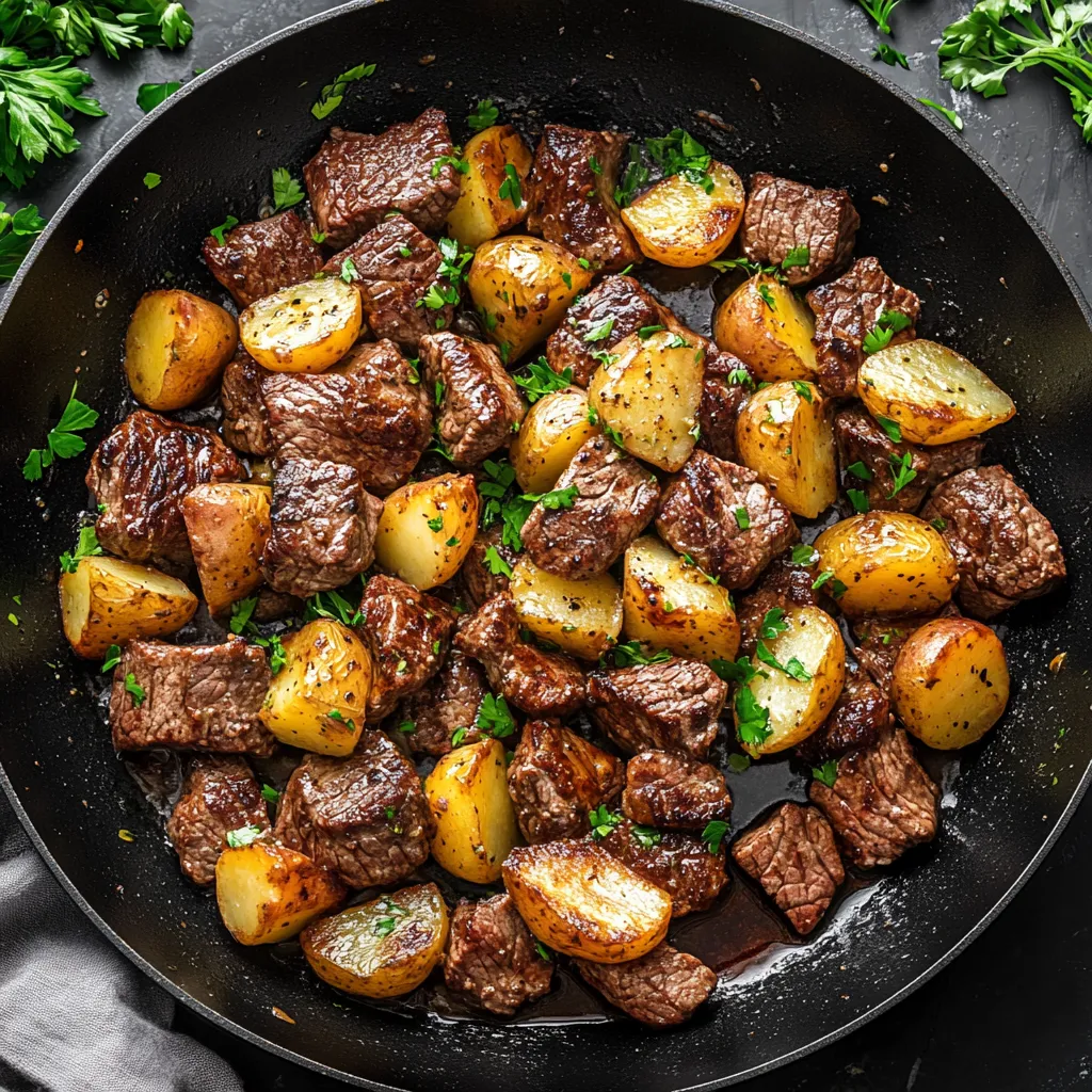 A plate of food with meat and potatoes.