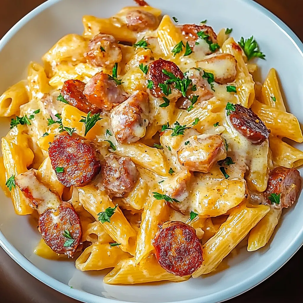 A bowl of pasta with meat and cheese.