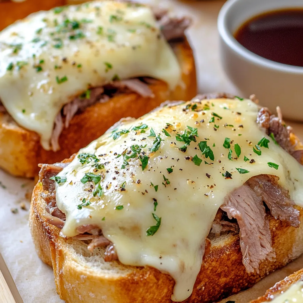 Two pieces of Texas toast with meat and cheese on top.