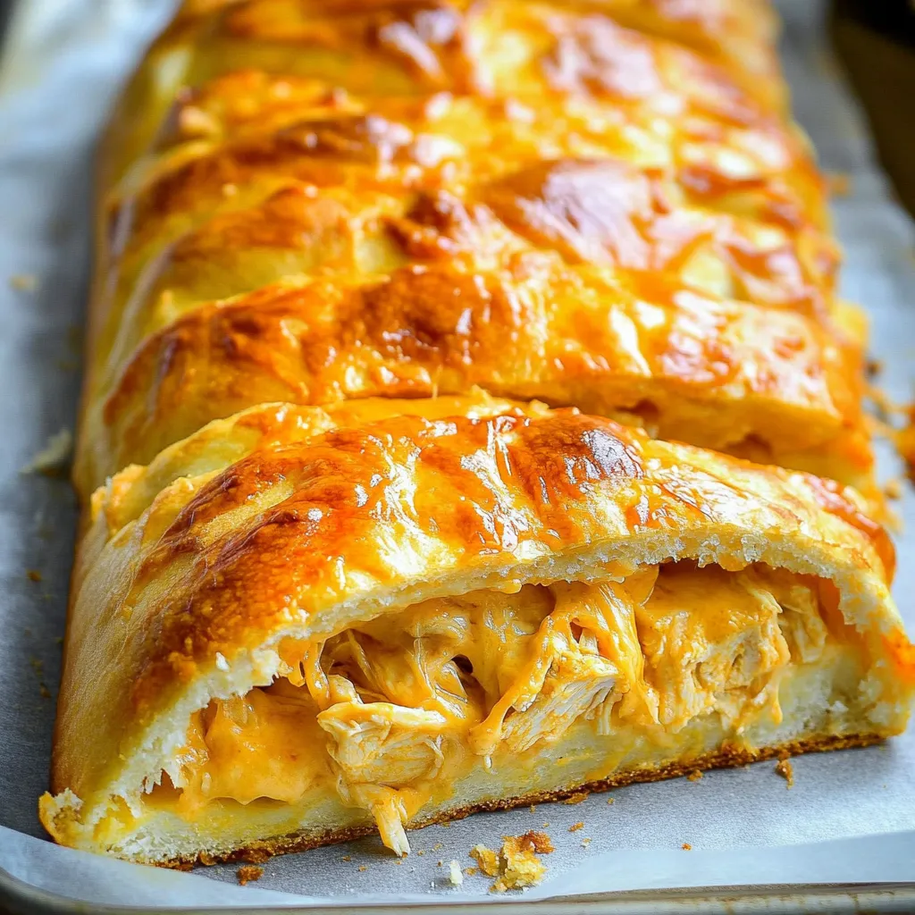 A slice of Buffalo Chicken Garbage Bread.