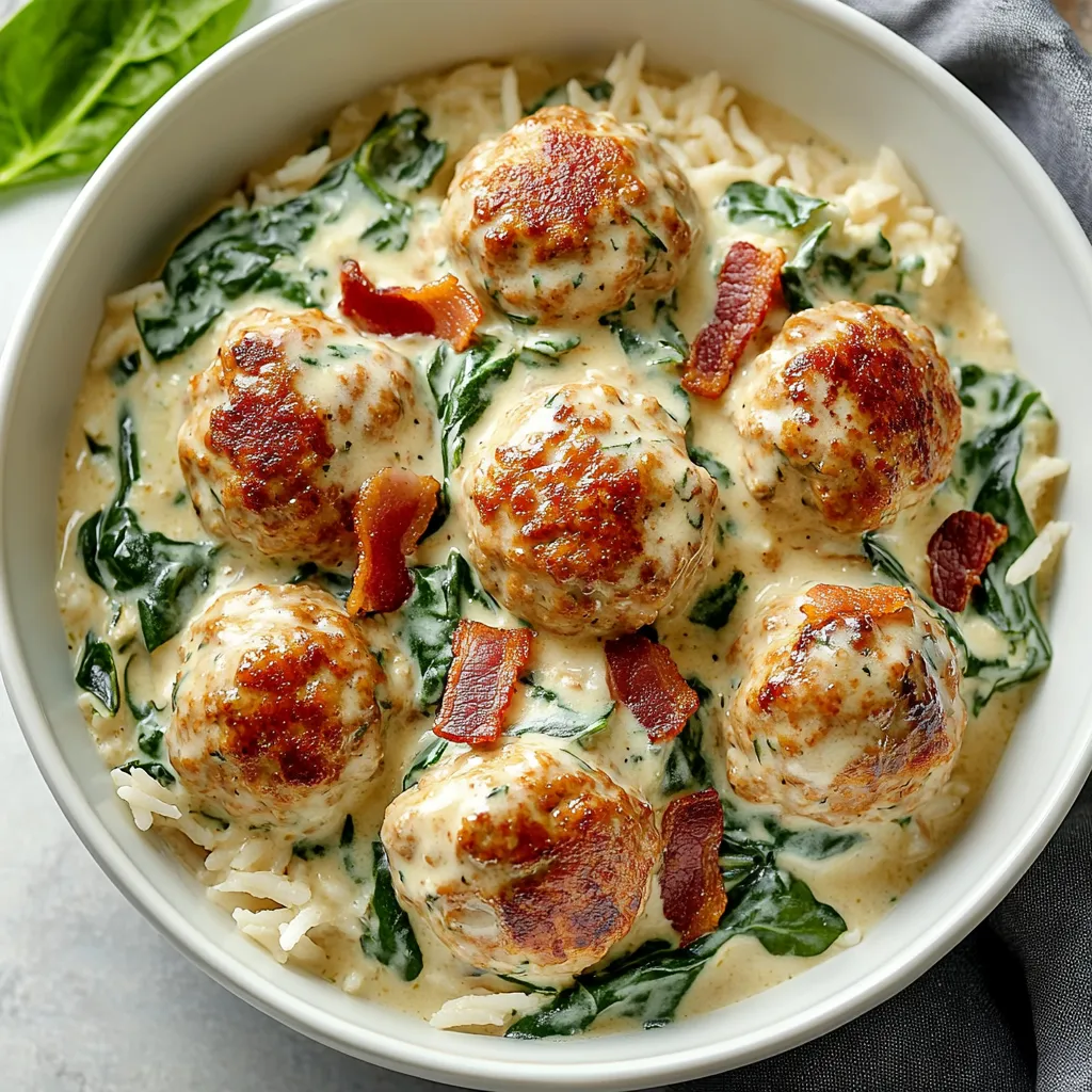 A bowl of baked chicken ricotta meatballs.