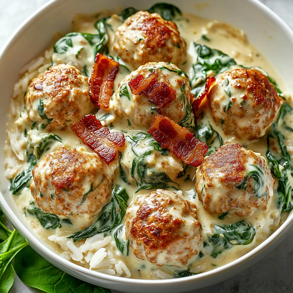 A bowl of baked chicken ricotta meatballs.