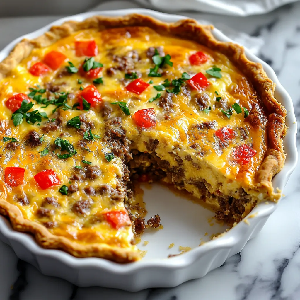 A slice of cheeseburger pie.