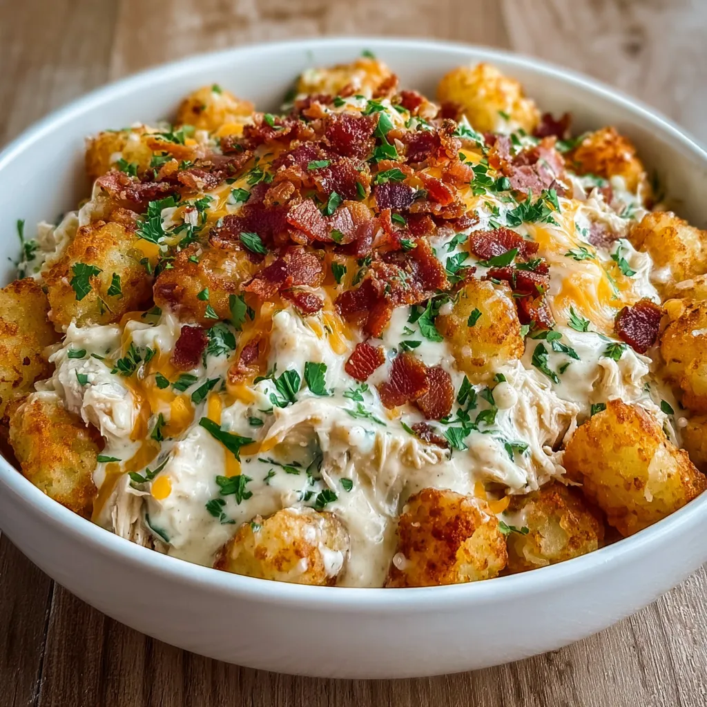 Chicken Bacon Ranch Tater Tot Casserole.