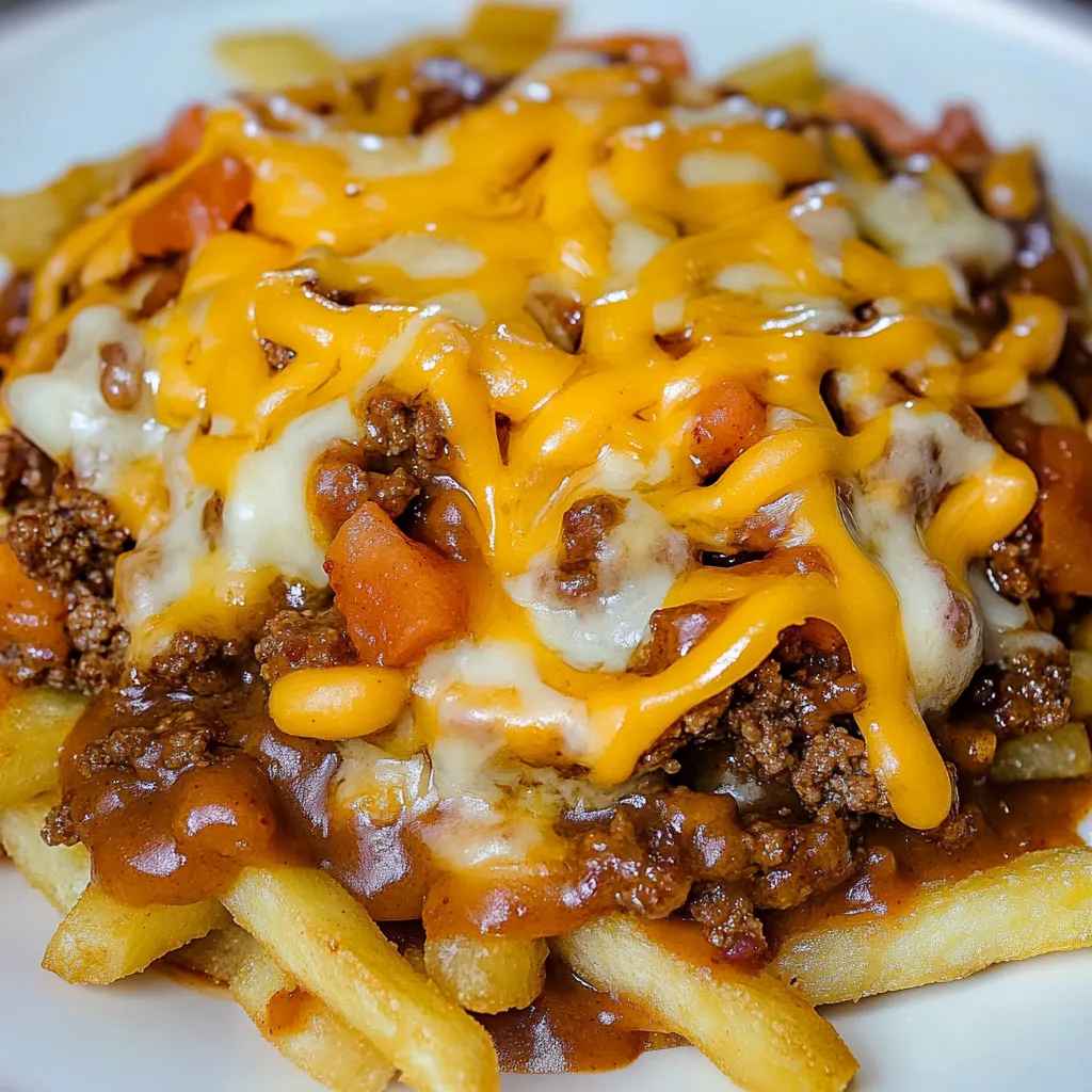 A plate of food with cheese and meat on top.