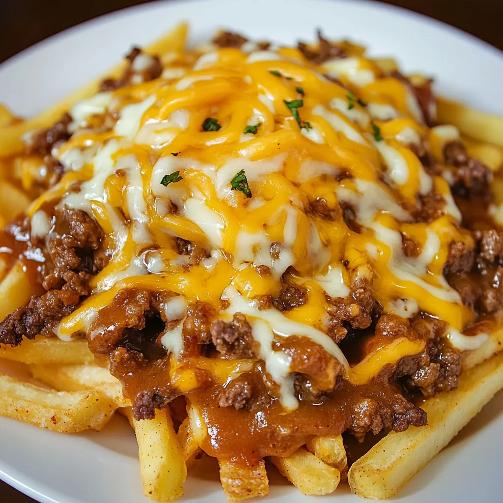 A plate of food with cheese and meat on top.