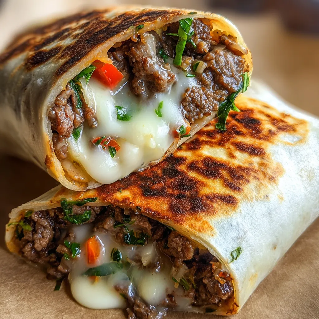 A burrito with meat and cheese.