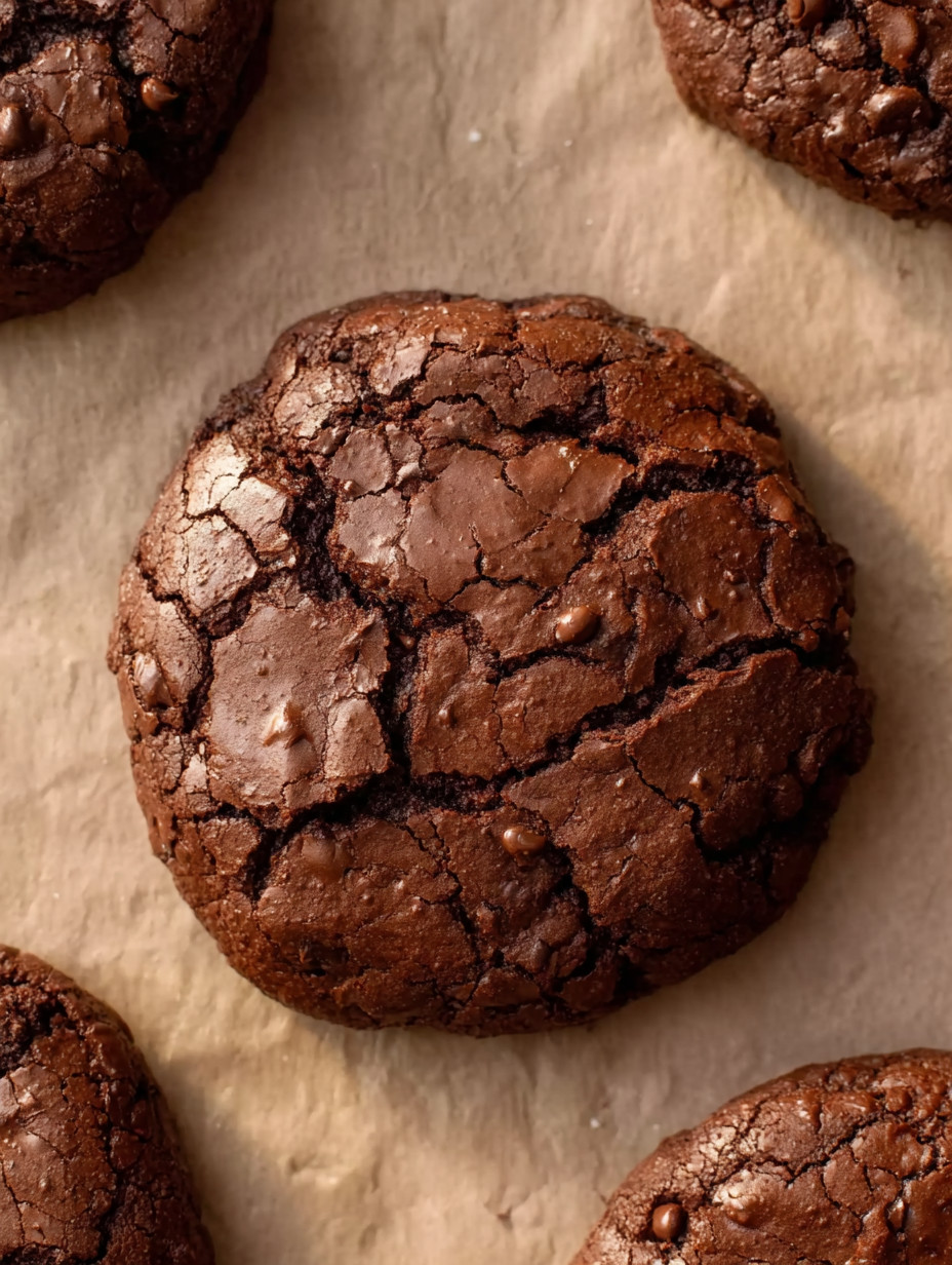 A brownie cookie with a bite taken out of it.