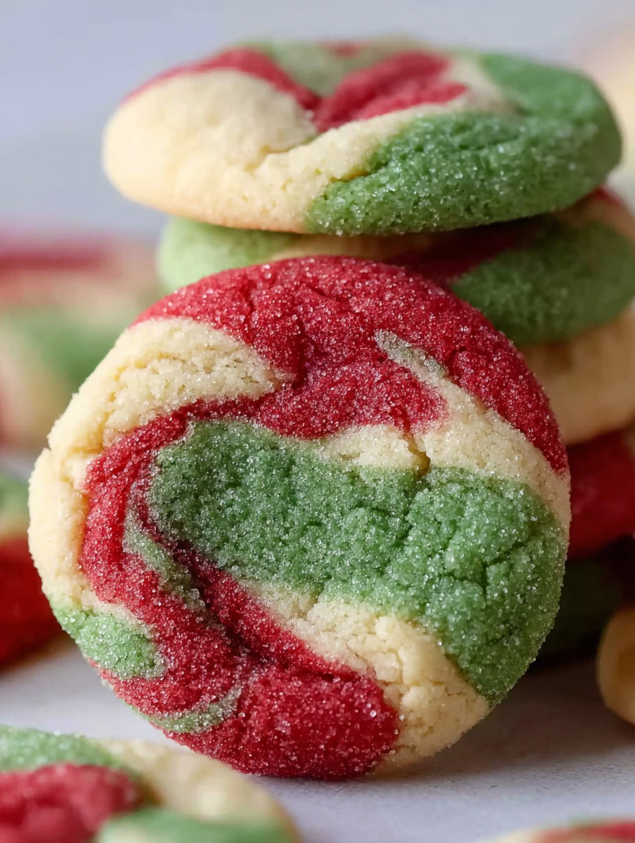 A stack of colorful cookies.