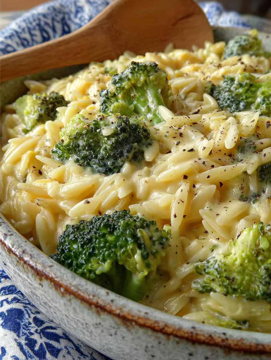 A bowl of pasta with broccoli.