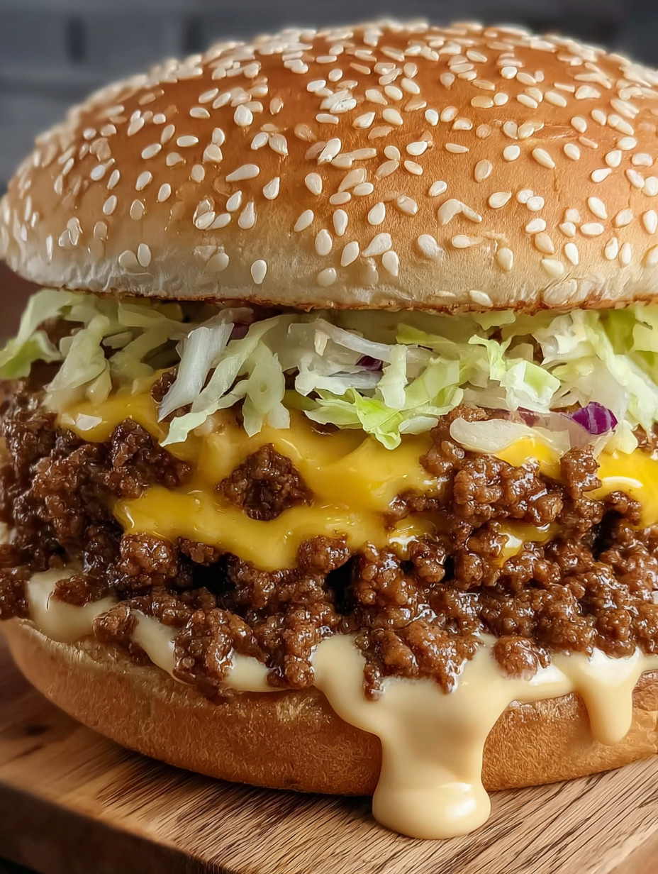A close up of a burger with lettuce and cheese.