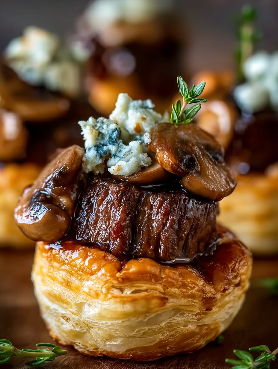 A pastry with a blue cheese topping.