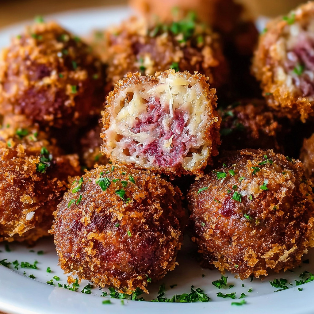 A plate of meatballs with green toothpicks.