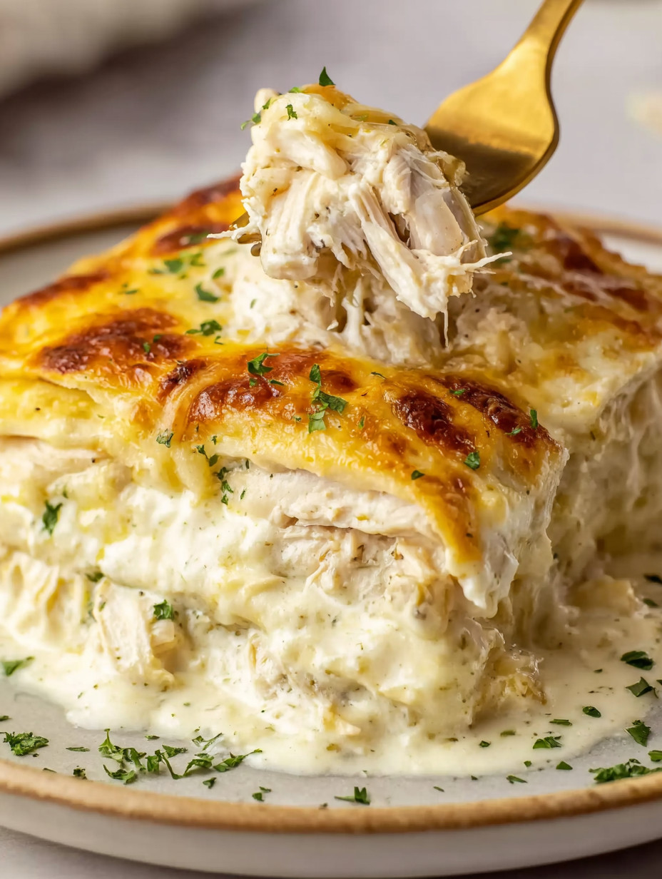 A piece of chicken with a green herb on top.