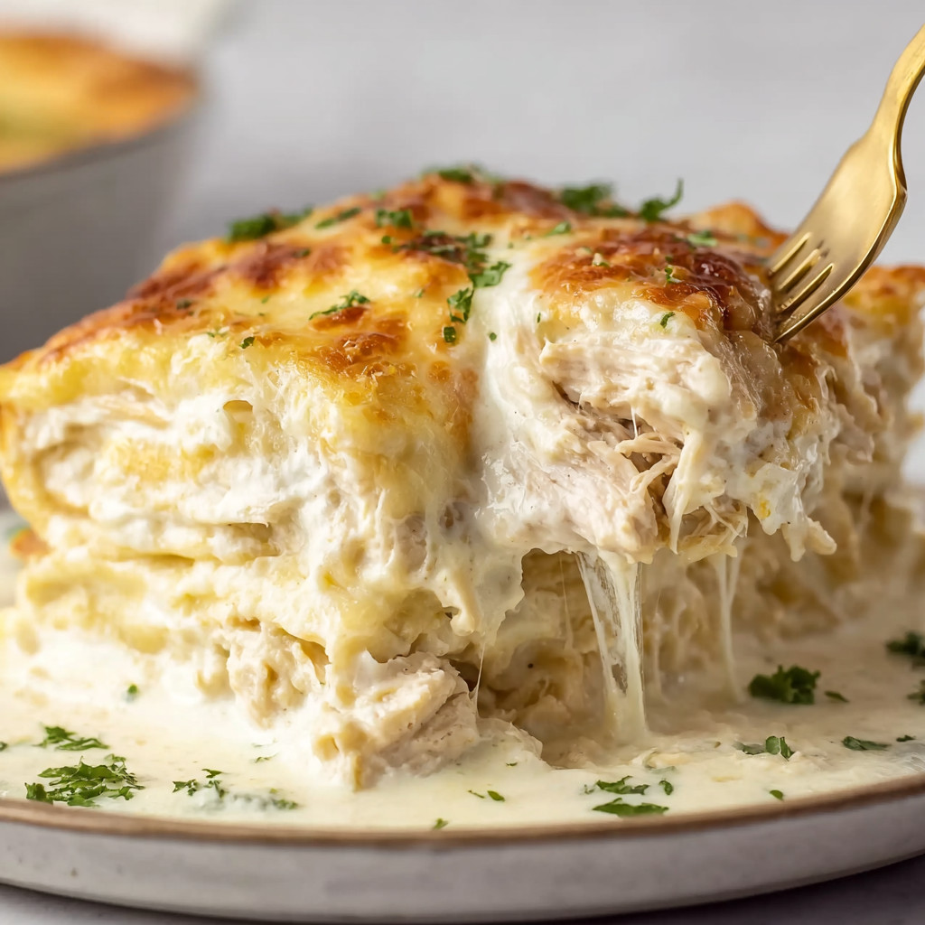 A piece of food with a fork on it.