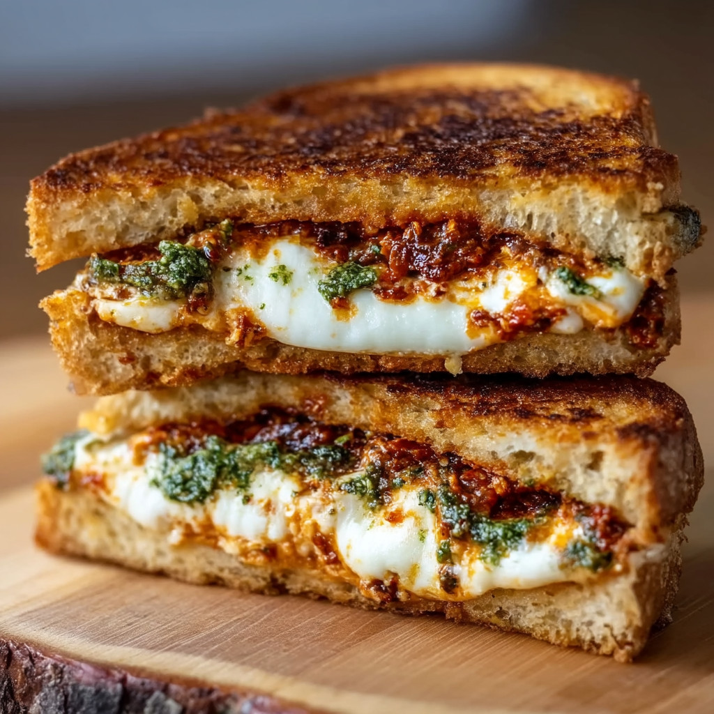 A sandwich with white cheese and red sauce.