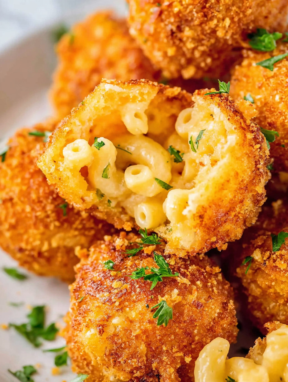 A close up of a piece of food with macaroni and cheese inside.