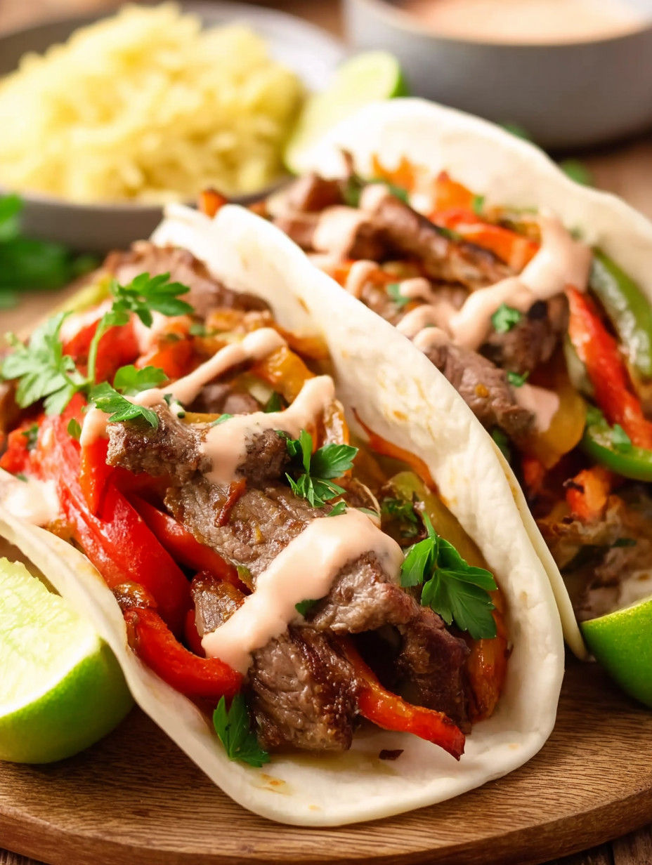 Two tacos with meat and vegetables.
