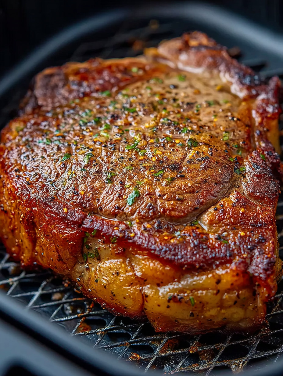 A piece of meat on a grill.