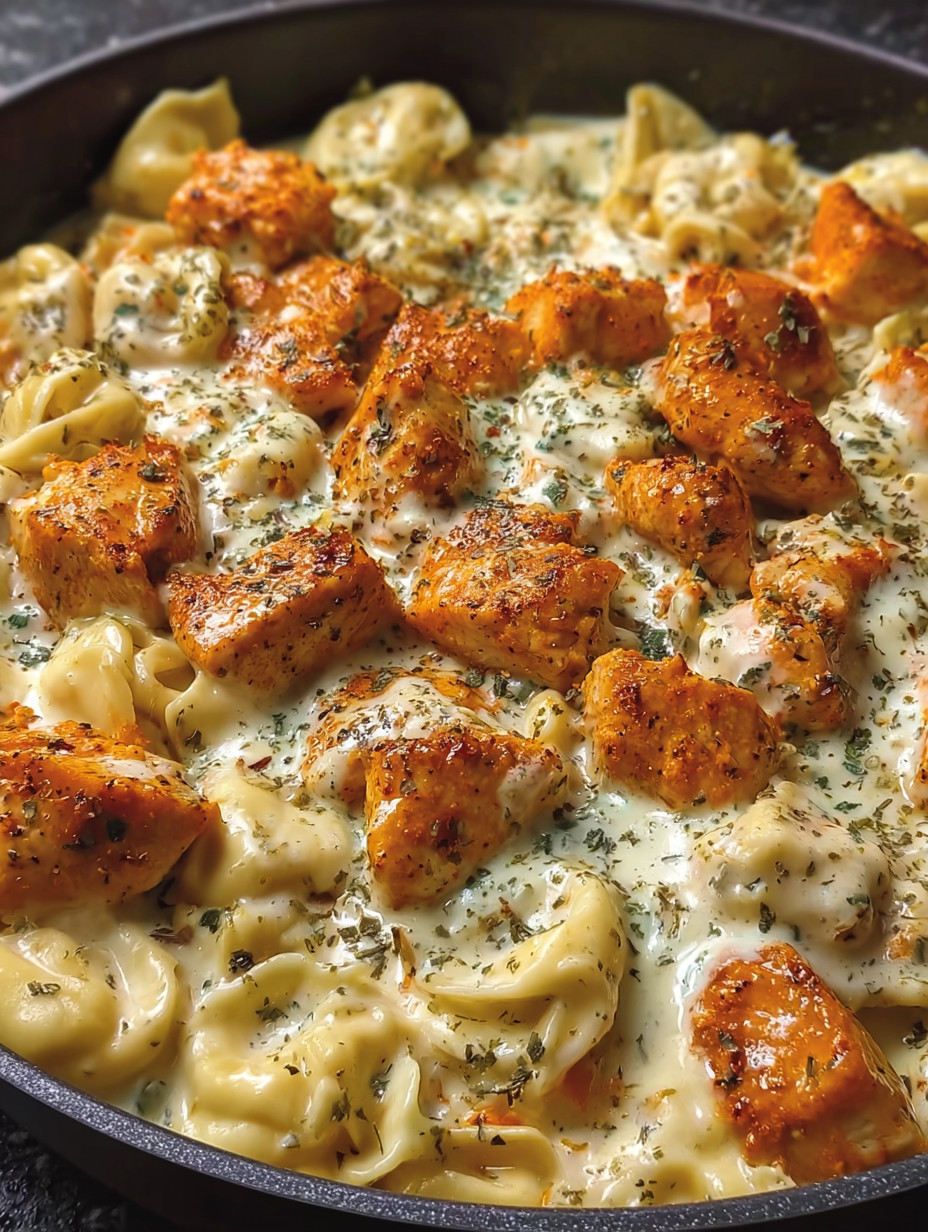 A dish of chicken and pasta.