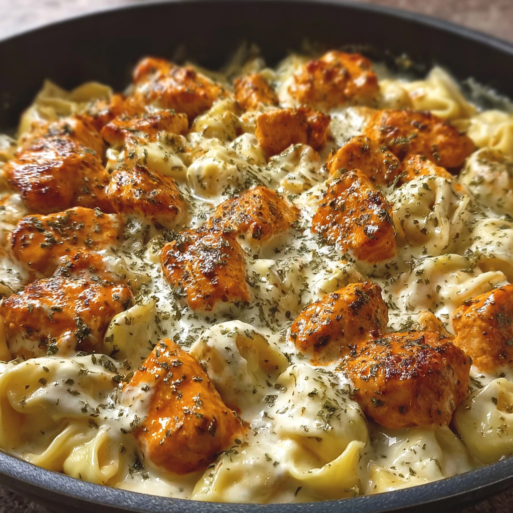 A bowl of food with chicken and pasta.