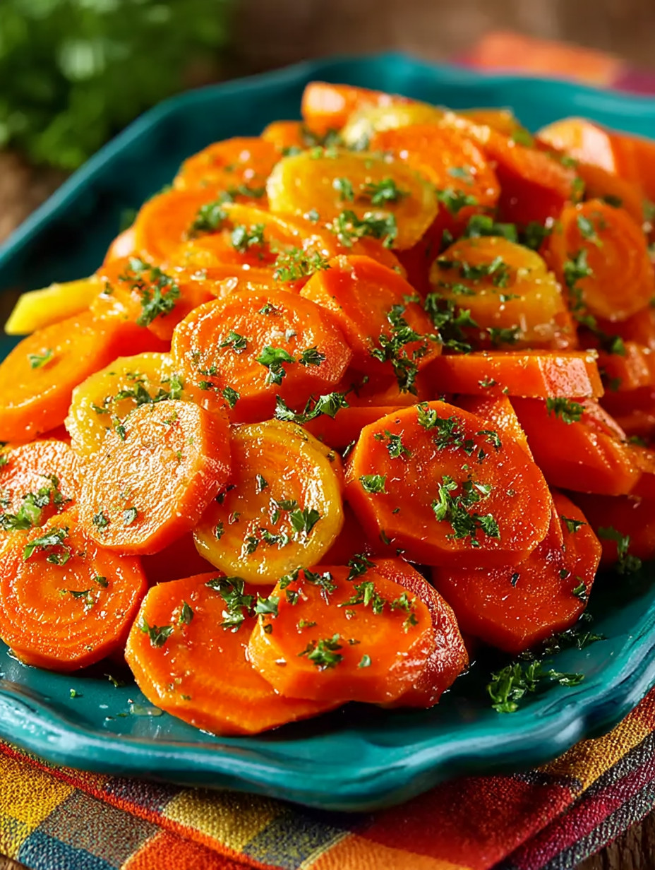 A plate of carrots with parsley.