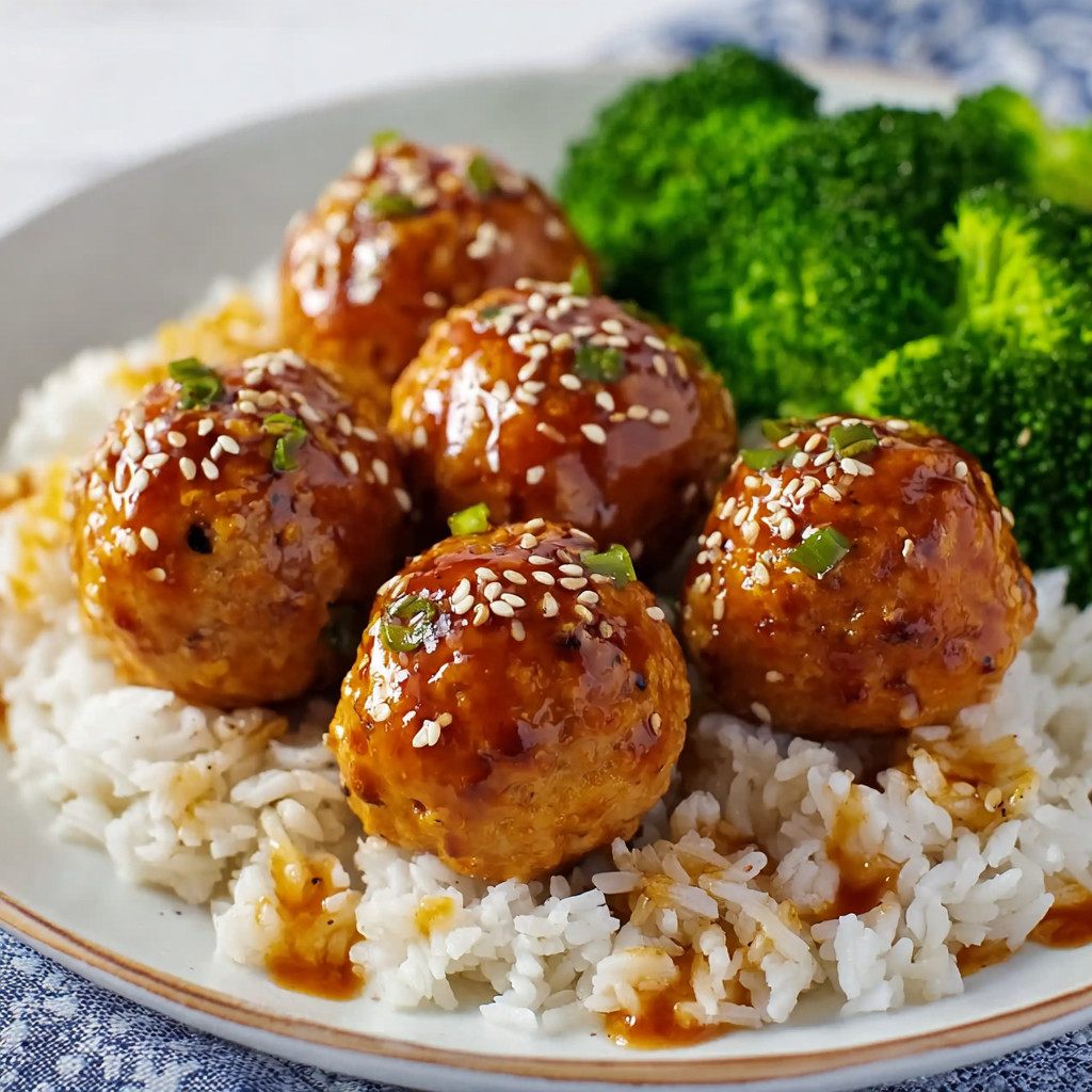A plate of food with meatballs and broccoli.
