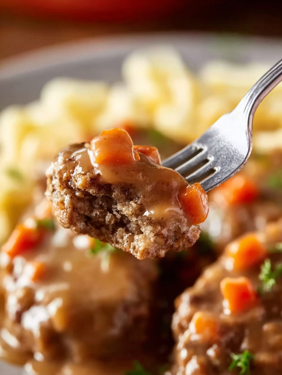 A fork is picking up a piece of meat.