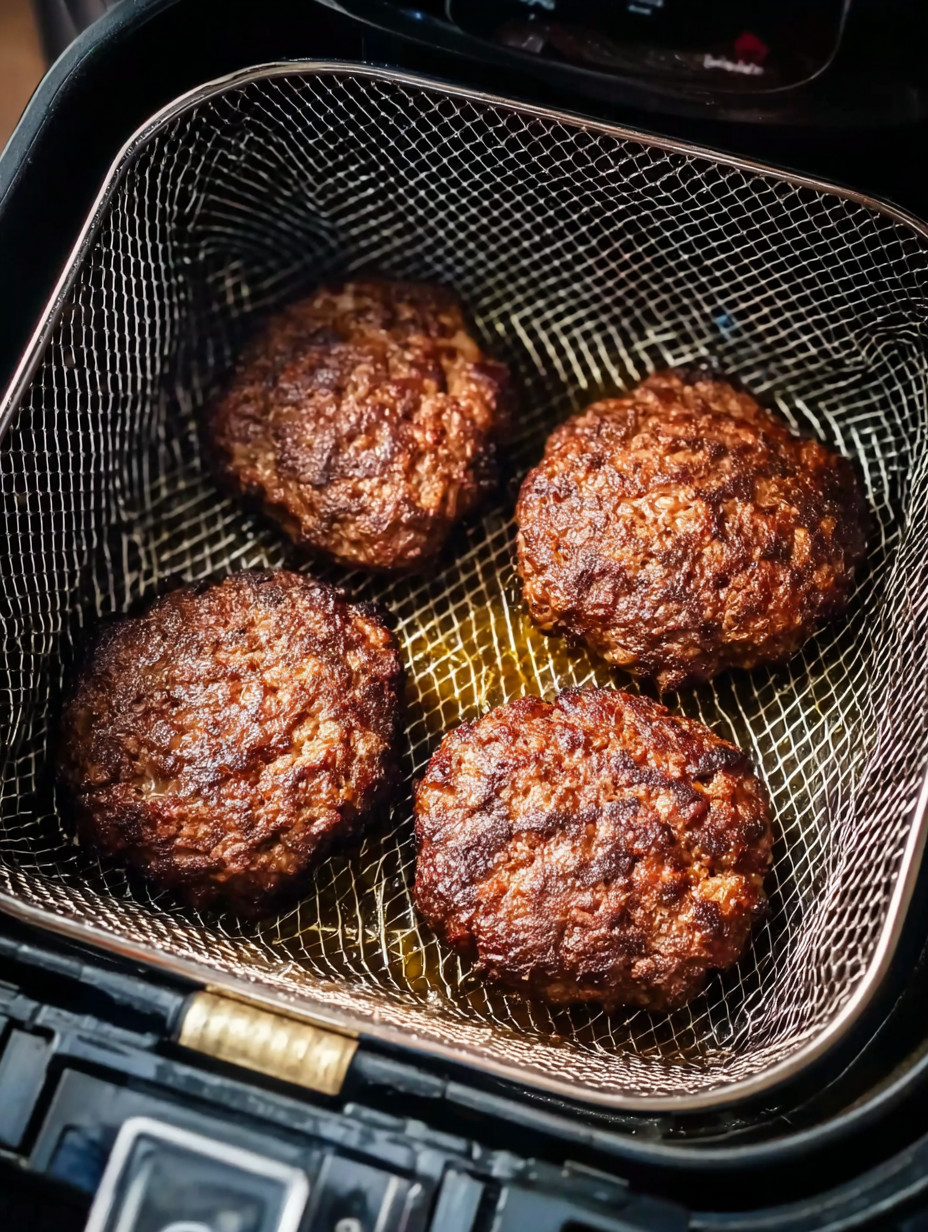 A pan of burgers on a stove.