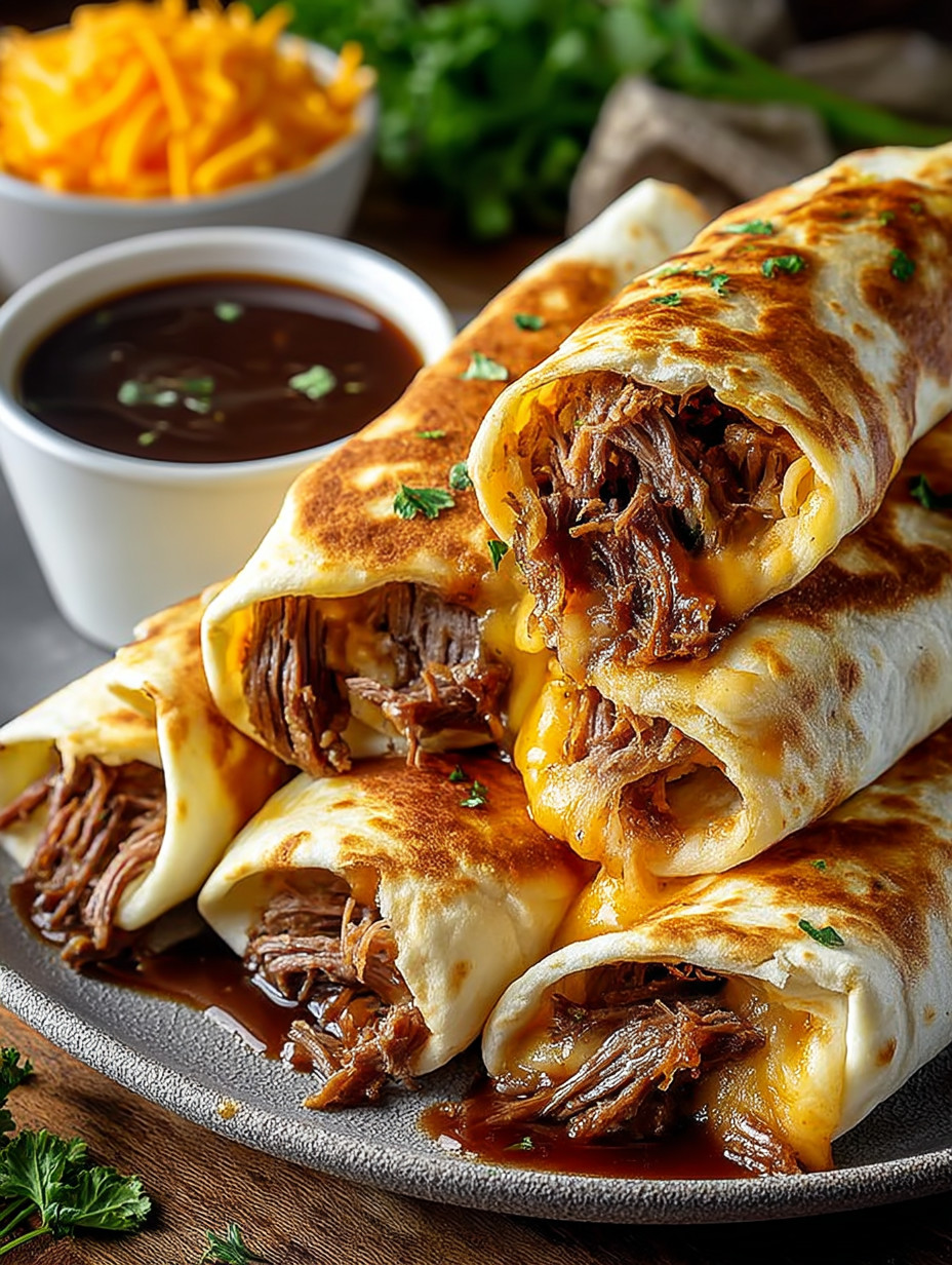 A plate of food with a bowl of sauce.