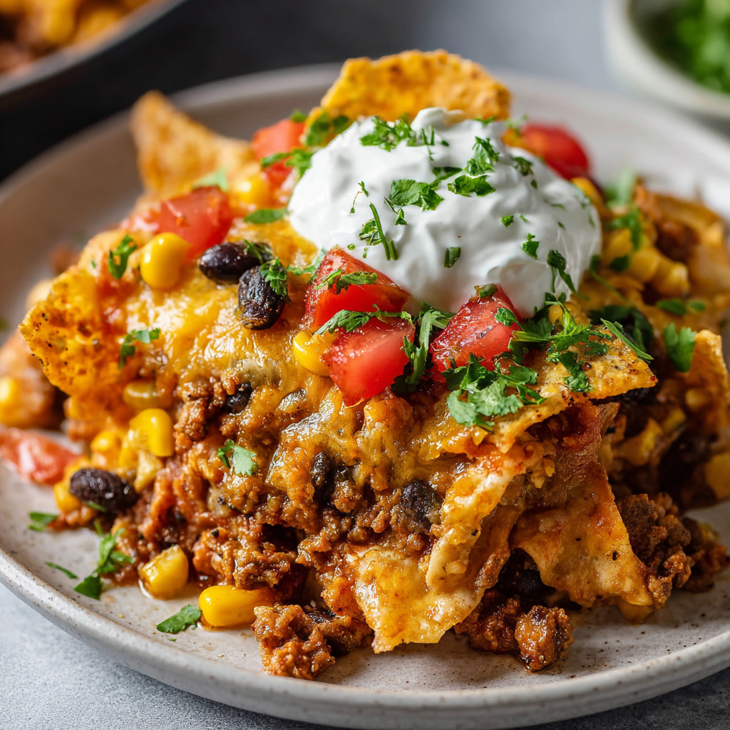A plate of food with a white sauce on top.