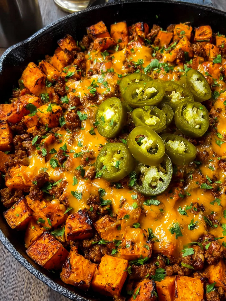 A pan of food with jalapenos and cheese.