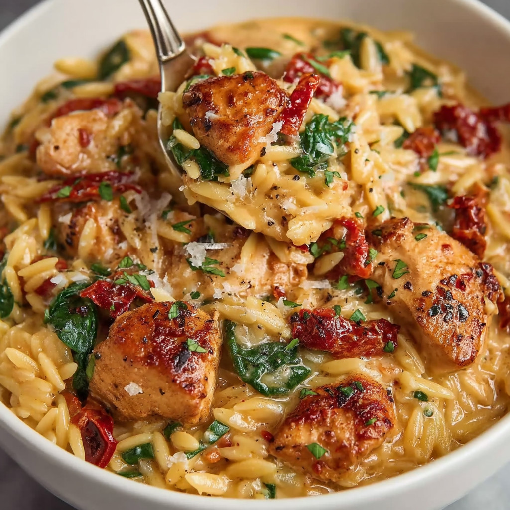A bowl of pasta with chicken and vegetables.