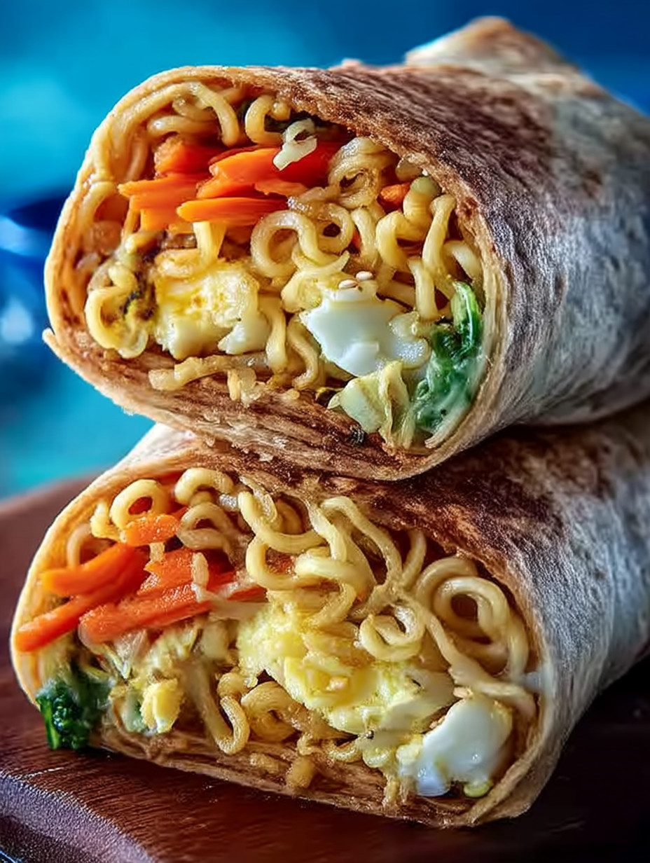 A noodle wrap with vegetables and egg.