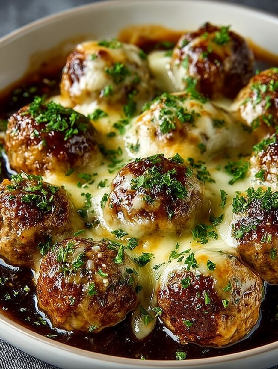 A plate of meatballs covered in cheese.